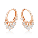 Rose Gold Plated Hoop Earrings - Sparkling Cubic Zirconia Dangles