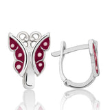 Dainty Sterling Silver Red Enamel Butterfly Children's Earrings