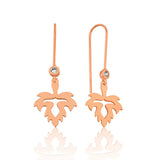 Boucles d'oreilles pendantes en forme de feuille plaquées or rose - Zirconium d'inspiration naturelle