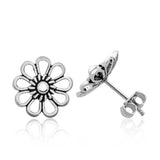 Stud Earrings - Sterling Silver Filigree Daisy Design
