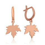 Dangle Earrings - Rose Gold Plated Sterling Silver Leaf Charm