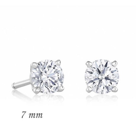 Sterling Silver Zircon Solitaire Stud Earrings - Brilliant Cut