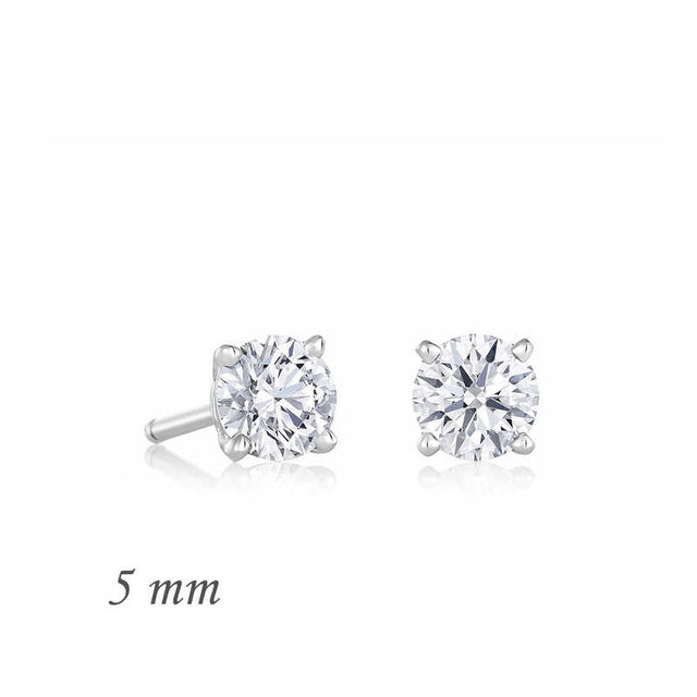 Classic Solitaire Stud Earrings - Sterling Silver Zirconia
