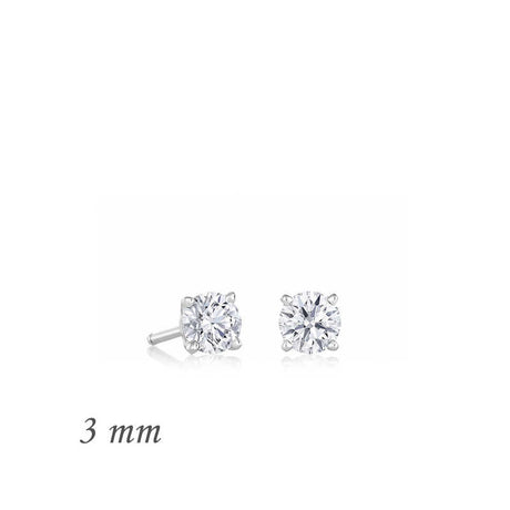 Sterling Silver Solitaire Stud Earrings - Round Cut CZ