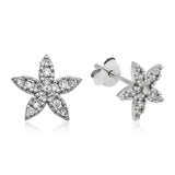Stud Earrings - Sterling Silver Pave Cubic Zirconia Starfish