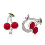 Children's Sterling Silver Enamel Cherry Earrings
