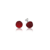 Stud Earrings - Sterling Silver Shimmering Red Crystal Pave