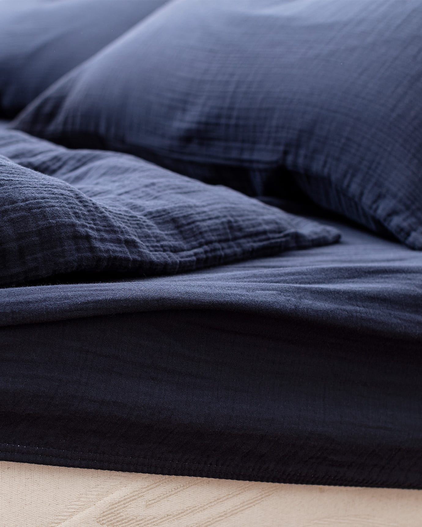 King Size 100% Cotton Muslin Fitted Duvet Cover Set