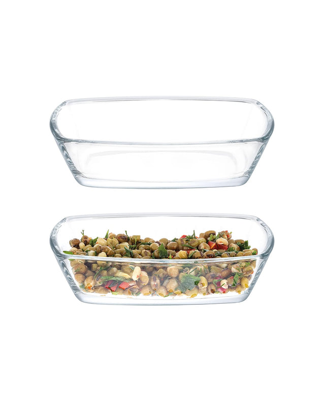 Clear Glass 2-Piece Serving Plate Set - Modern Minimalist Style