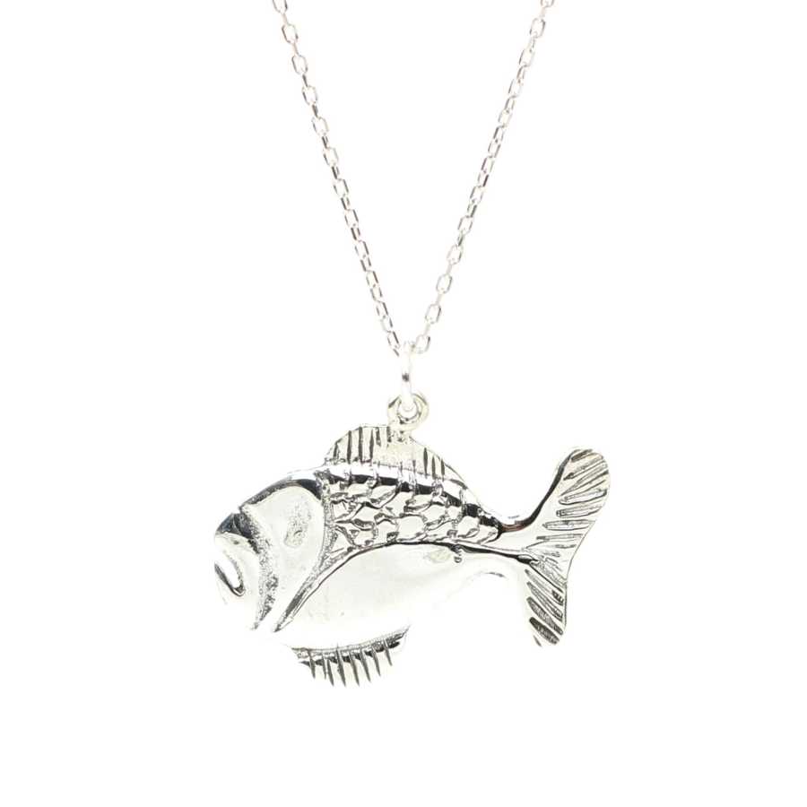 925 Sterling Silver Fish Charm Necklace - Nautical Ocean Pendant