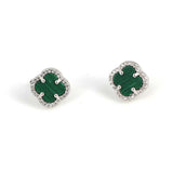 Premium 925 Sterling Silver Clover Malachite Zircon Earring