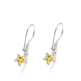 925 Sterling Silver Star Dangle Earrings - Citrine Zircon