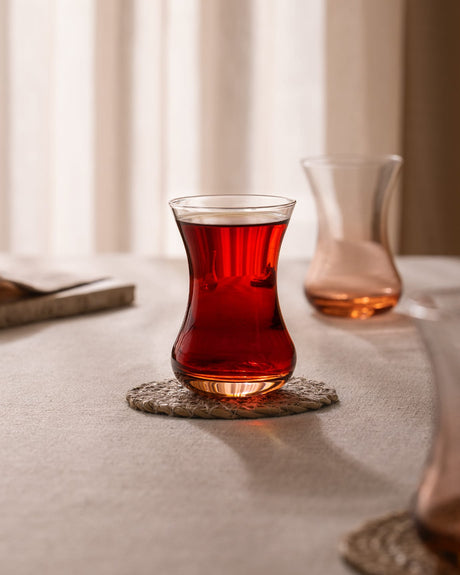 Glass 6-Piece Tea Glass Set - Modern Vibrant Design