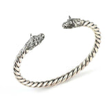 925 Sterling Silver Men's Bracelet - Bull Head Twisted Design