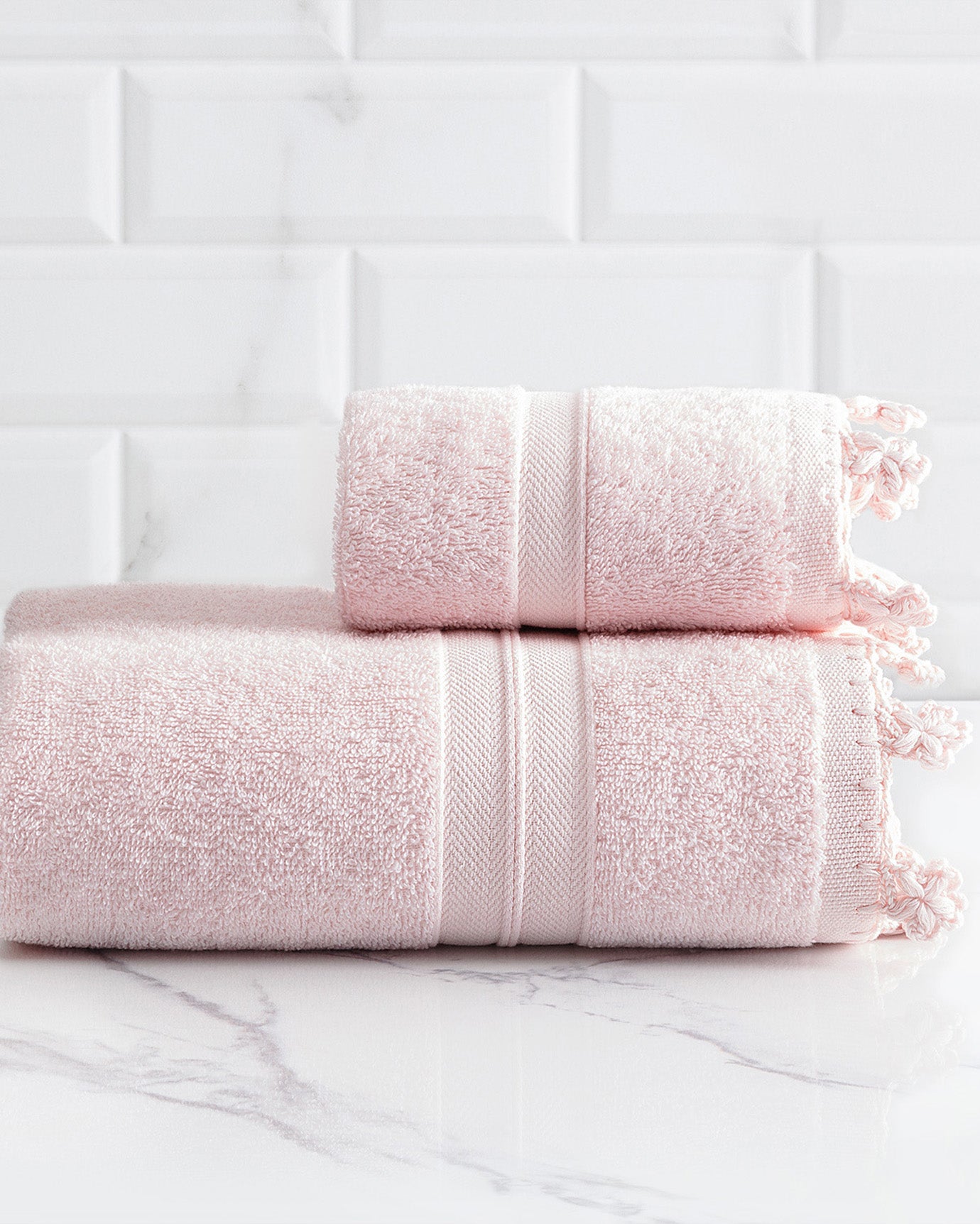100% Cotton Face Towel - Hand-Crocheted Edge