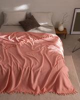 Elegant Powder Pink Twin Bedspread