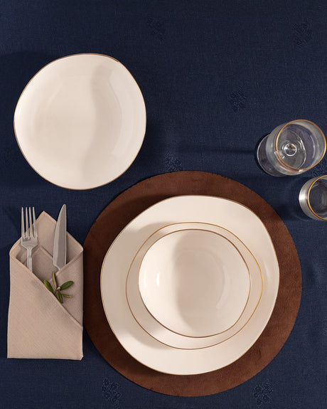 New Bone Alette 6-Person Dinner Set - Gold-Rimmed White