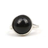 925 Sterling Silver Round Onyx Solitaire Ring