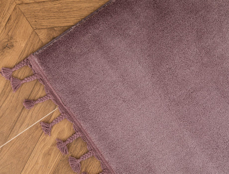 Elegant Dark Plum Fringed Area Rug for Living Room