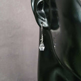 925 Sterling Silver Oval Zircon Dangle Earrings - Petite Design
