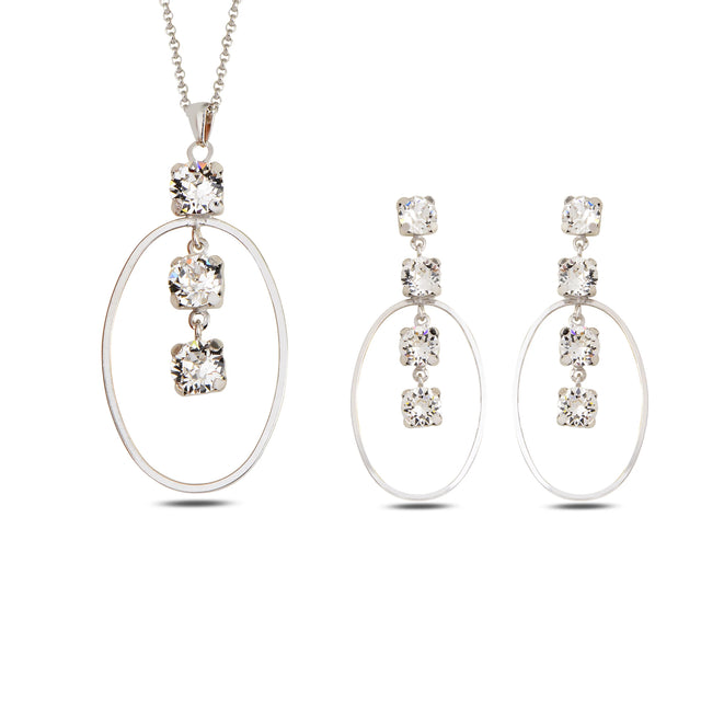 Sterling Silver Infinity Swarovski Crystal Set - Elegant & Chic