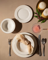 New Bone Porcelain 24-Piece Dinner Set - Elegant Relief & Gold