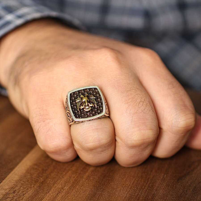 925 Sterling Silver Men's Ring - Anatolian Eagle Design