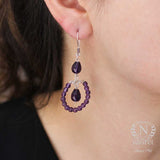 Vibrant Amethyst Teardrop Hoop Earrings in 925 Sterling Silver