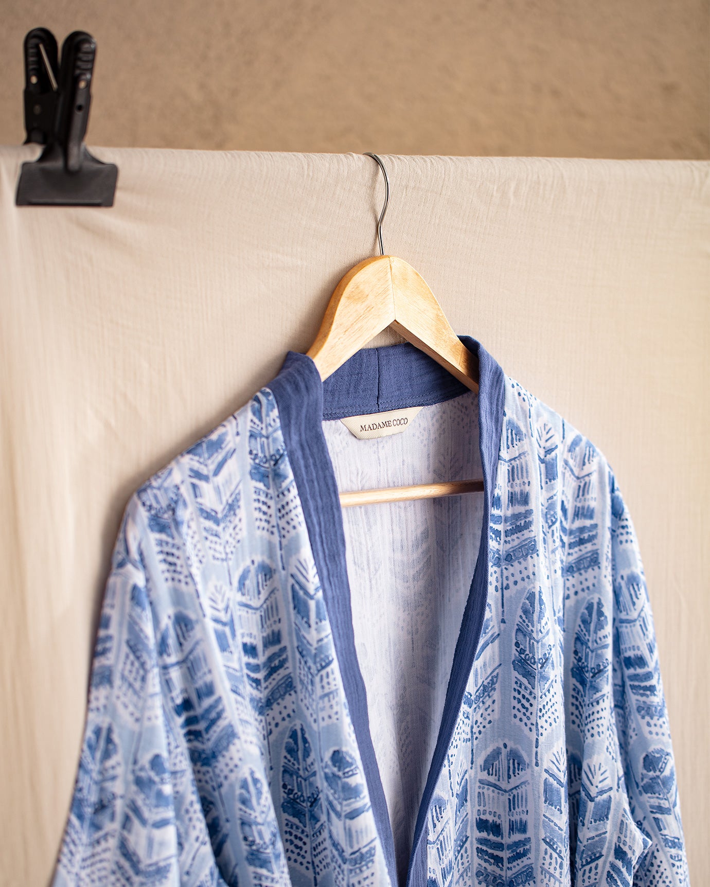 100% Cotton Muslin Women's Robe - Striped