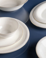 Fine Bone Porcelain 6-Person Dinnerware Set - Elegant White Design