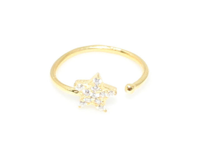 Premium 925 Sterling Silver Tiny Star Stone Ring Yellow