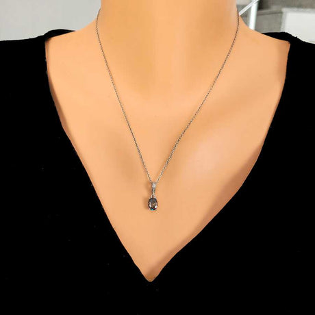 Premium 925 Sterling Silver Oval Mystic Topaz Necklace