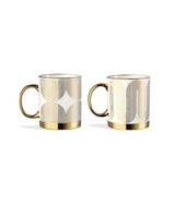 New Bone China 2-Piece Cup Set - Aere Gold Accent Design