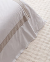 100% Cotton Valette Duvet Cover Bedding Set - Full/Queen - White & Stone