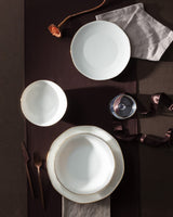New Bone China 6-Person Dinner Set - Elegant Metallic Trim