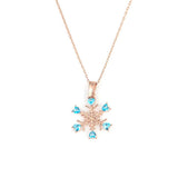 Sterling Silver Aquamarine Zircon Snowflake Heart Necklace
