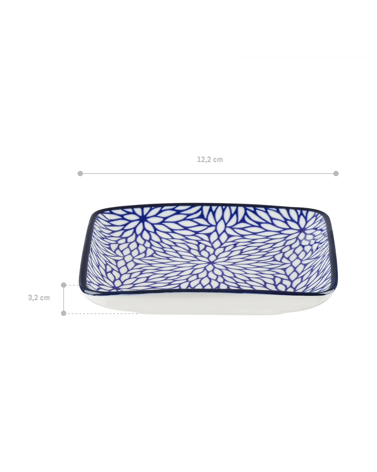 New Bone China Square Plate - Elegant Blue Dream Drancy Motif