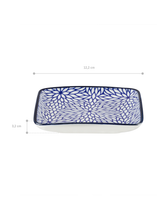 New Bone China Square Plate - Elegant Blue Dream Drancy Motif