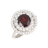 Sterling Silver Garnet Double Halo Ring