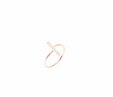925 Sterling Silver Single Bar Ring - Rose Plated Adjustable