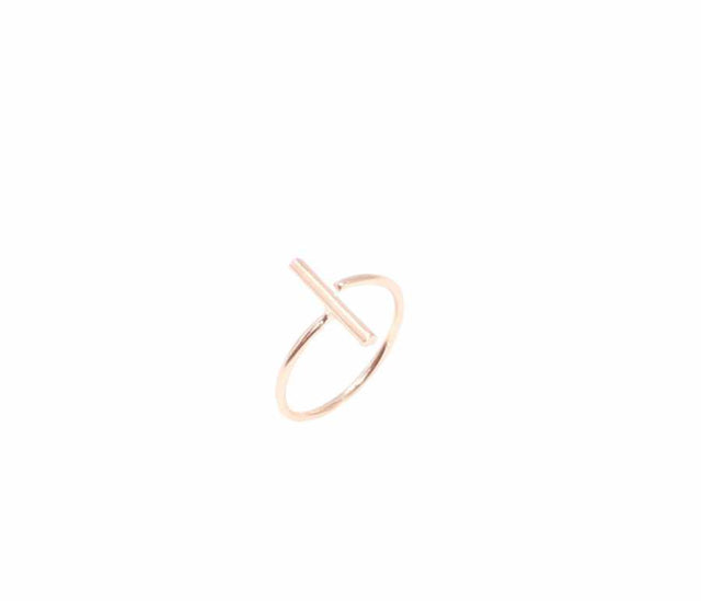 925 Sterling Silver Single Bar Ring - Rose Plated Adjustable