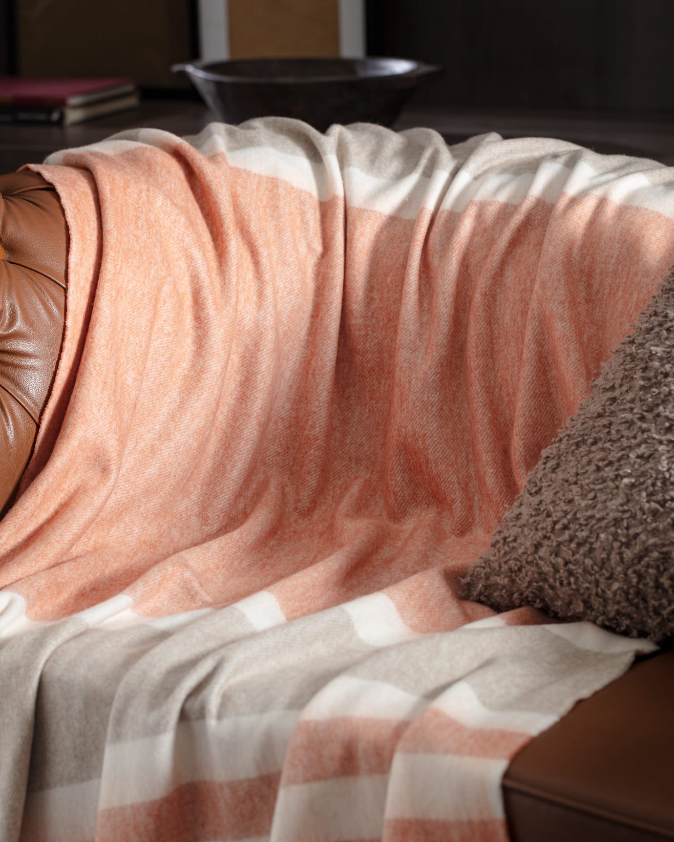 Soft Knit Throw Blanket for Sofa and Couch - Terracotta
