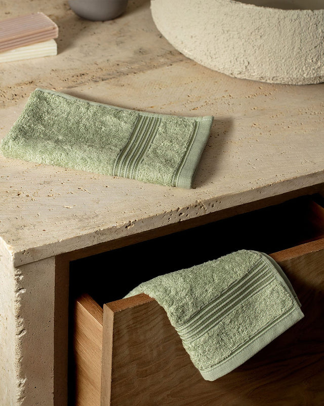 Light Green Cotton Hand Towel Set - 2 Pack