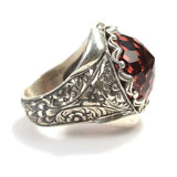 Sterling Silver Zultanite Men's Ring - Faceted & Hand-Engraved