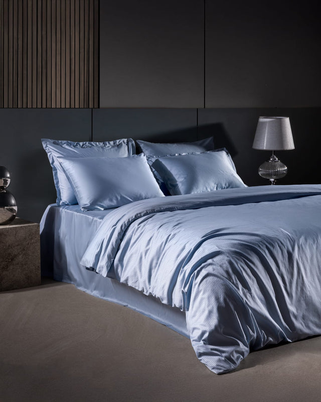 100% Cotton Sateen Double Duvet Cover Set - Striped, 300 TC