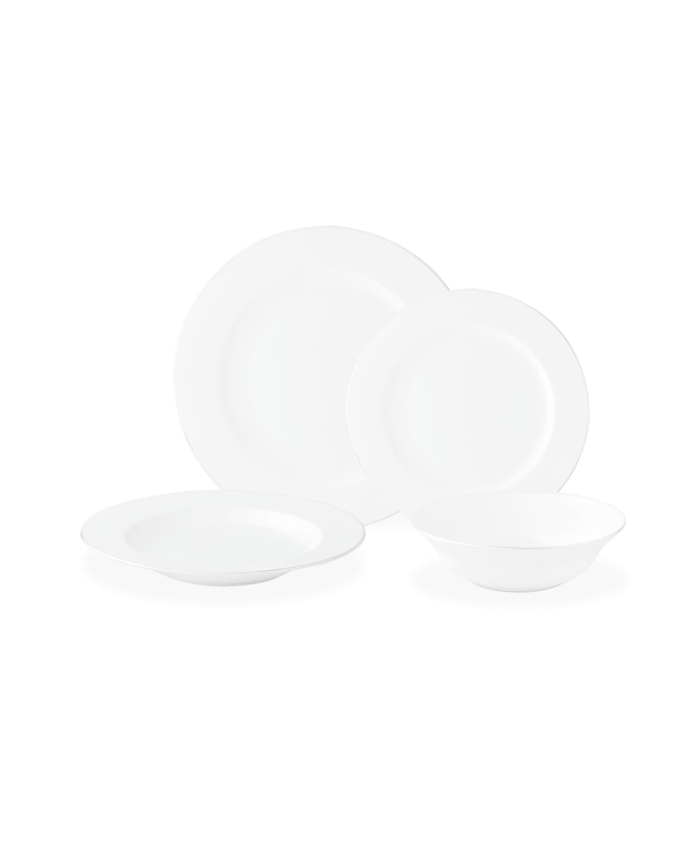 New Bone Porcelain 24-Piece Dinner Set - Galena White & Silver