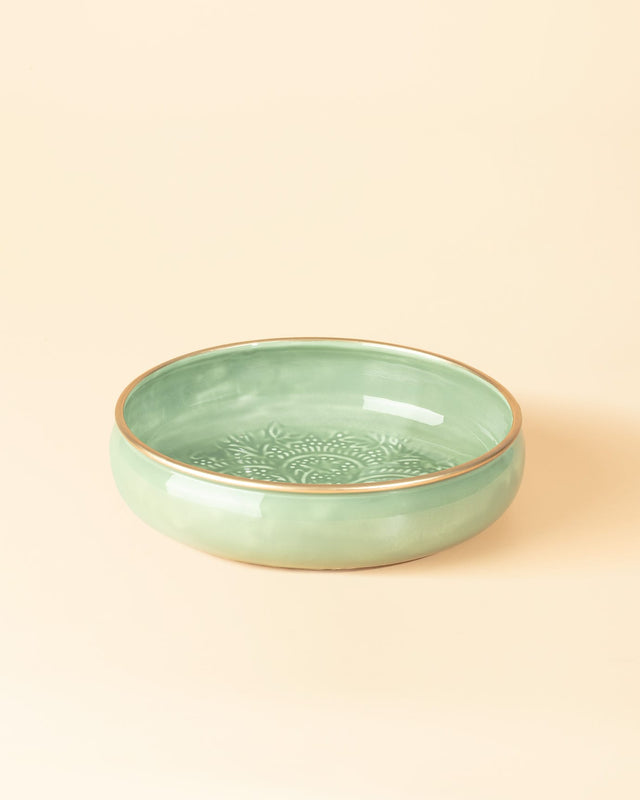 Soft Green Metal Serving Bowl | Versatile Kitchen & Decor Accent