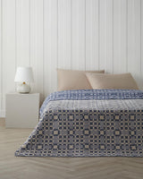 Premium-Soft-Cotton-Plaid-Double-Bed-Blanket-Blue