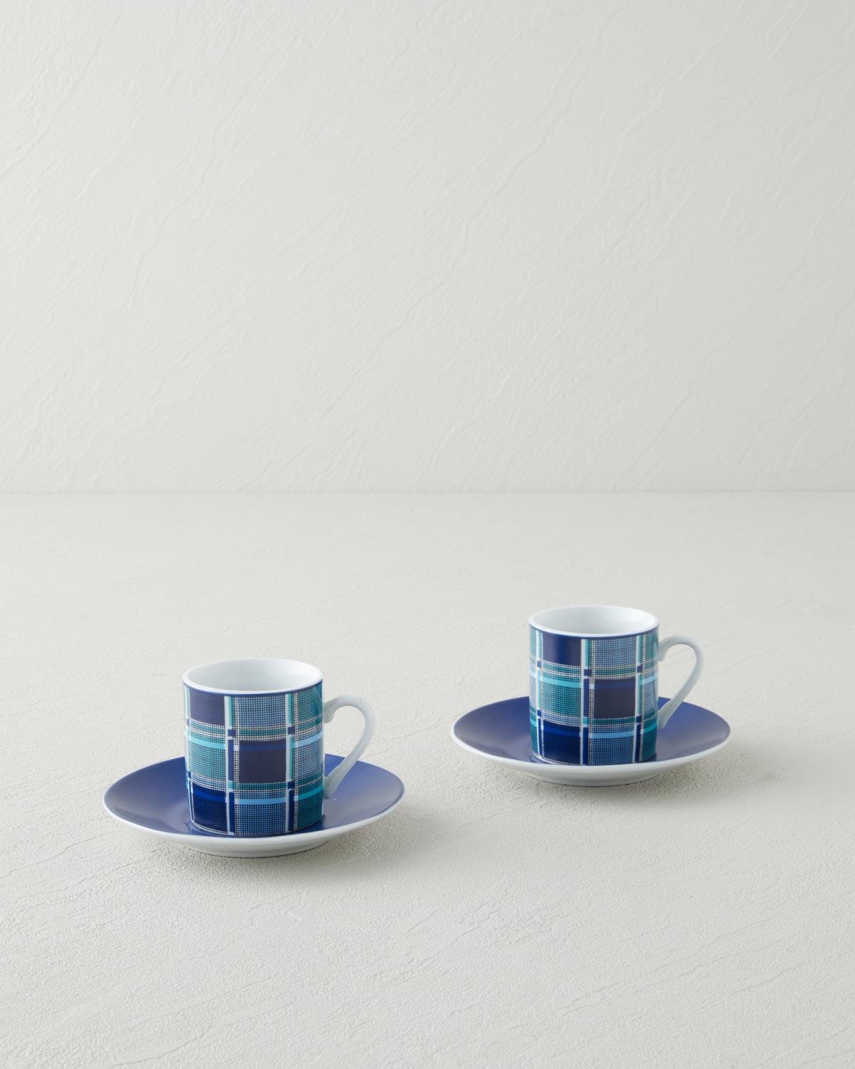 Professional Porcelain Turkish Coffee Cup Set 4 Piece Blue