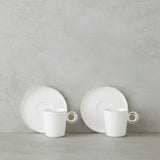Elegant White Gold Porcelain Turkish Coffee Cup Set - 4 Piece Duo